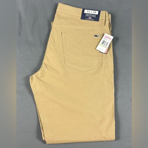 Vineyard Vines Golf Pants Performance 5-Pocket 34 x 30 Ridge Khaki Cotton Nylon - Picture 1 of 8